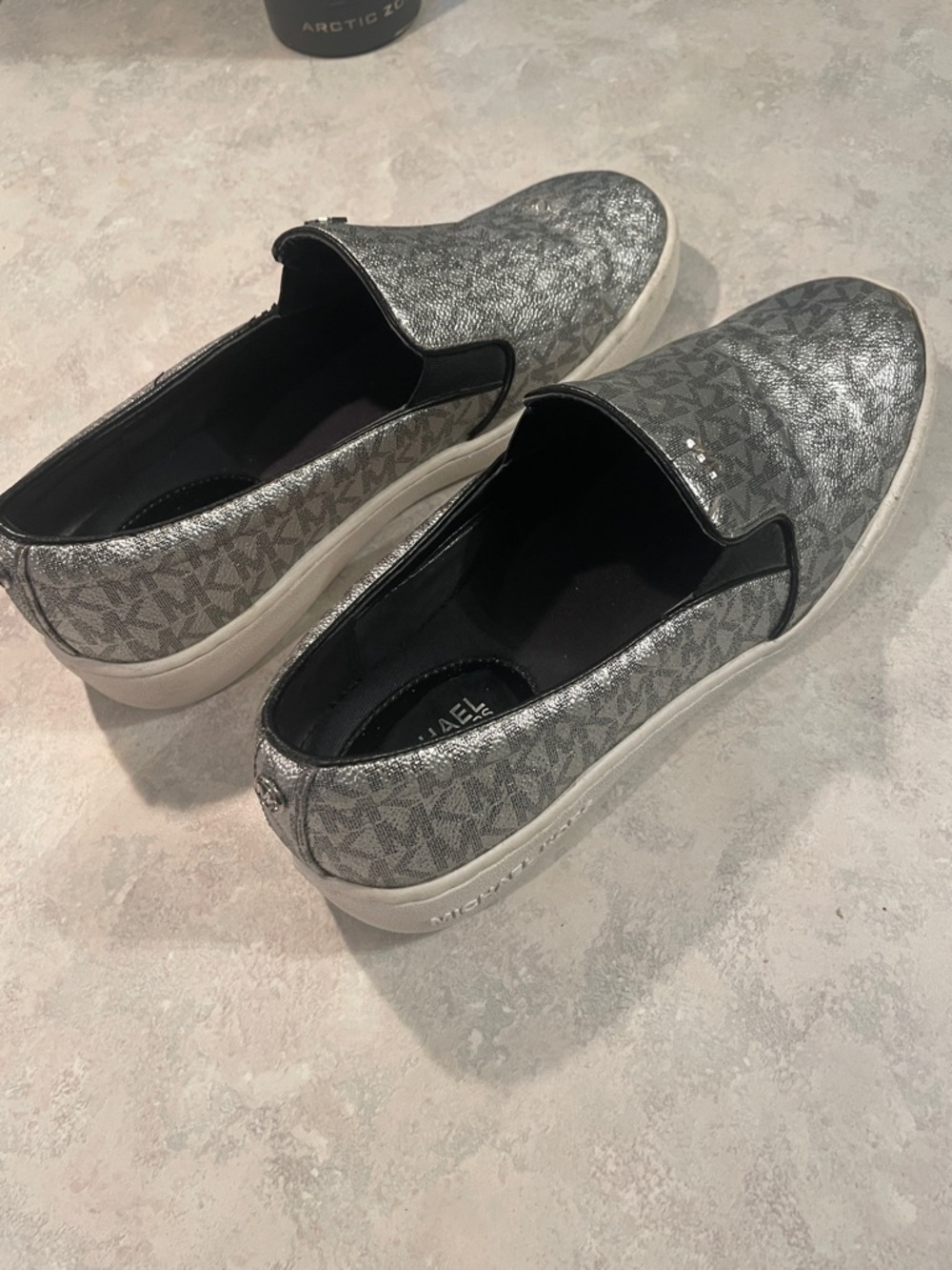 Michael Kors Keaton Metallic Silver Slip-On Loafers - Picture 2 of 8